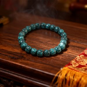 Natural Turquoise Bead Bracelet – Blue Round Stone Stretch Bracelet
