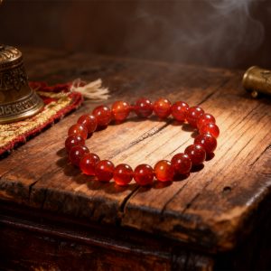 Natural Red Agate Beaded Bracelet for Energy, Confidence & Good Luck