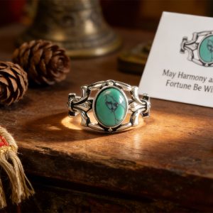 925 Sterling Silver Turquoise Ring – Vintage Oval Stone Statement Ring