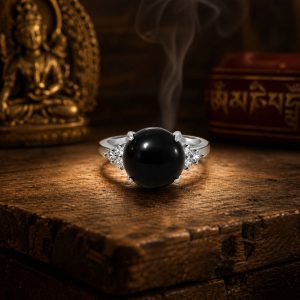 Adjustable 925 Silver Obsidian Ring – Natural Protective Energy Stone