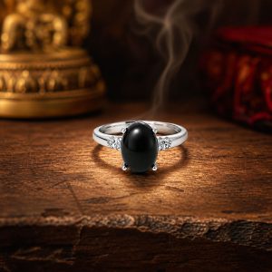 925 Sterling Silver Black Obsidian Ring for Women – Elegant Oval Gemstone Statement Ring