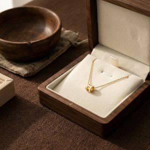 18K Gold Plated H Pendant Necklace | Minimalist Enamel Cylinder Necklace for Women | Elegant Gift for Her