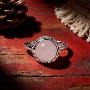 Vintage 925 Sterling Silver Adjustable Rose Quartz Ring | Healing Crystal Ring for Love & Heart Chakra