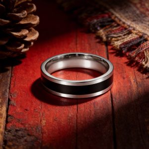 925 Sterling Silver Adjustable Black Inlay Ring | Minimalist Protection Ring for Men & Women